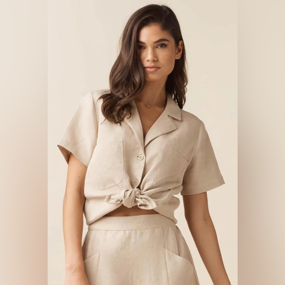 The Linen Collared Shirt - Stone